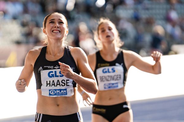 Rebekka Haase (Sprintteam Wetzlar) gewinnt die 200m waehrend der deutschen Leichtathletik-Meisterschaften im Olympiastadion am 26.06.2022 in Berlin